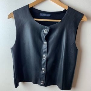 ZARA | Leather Sleeveless Top